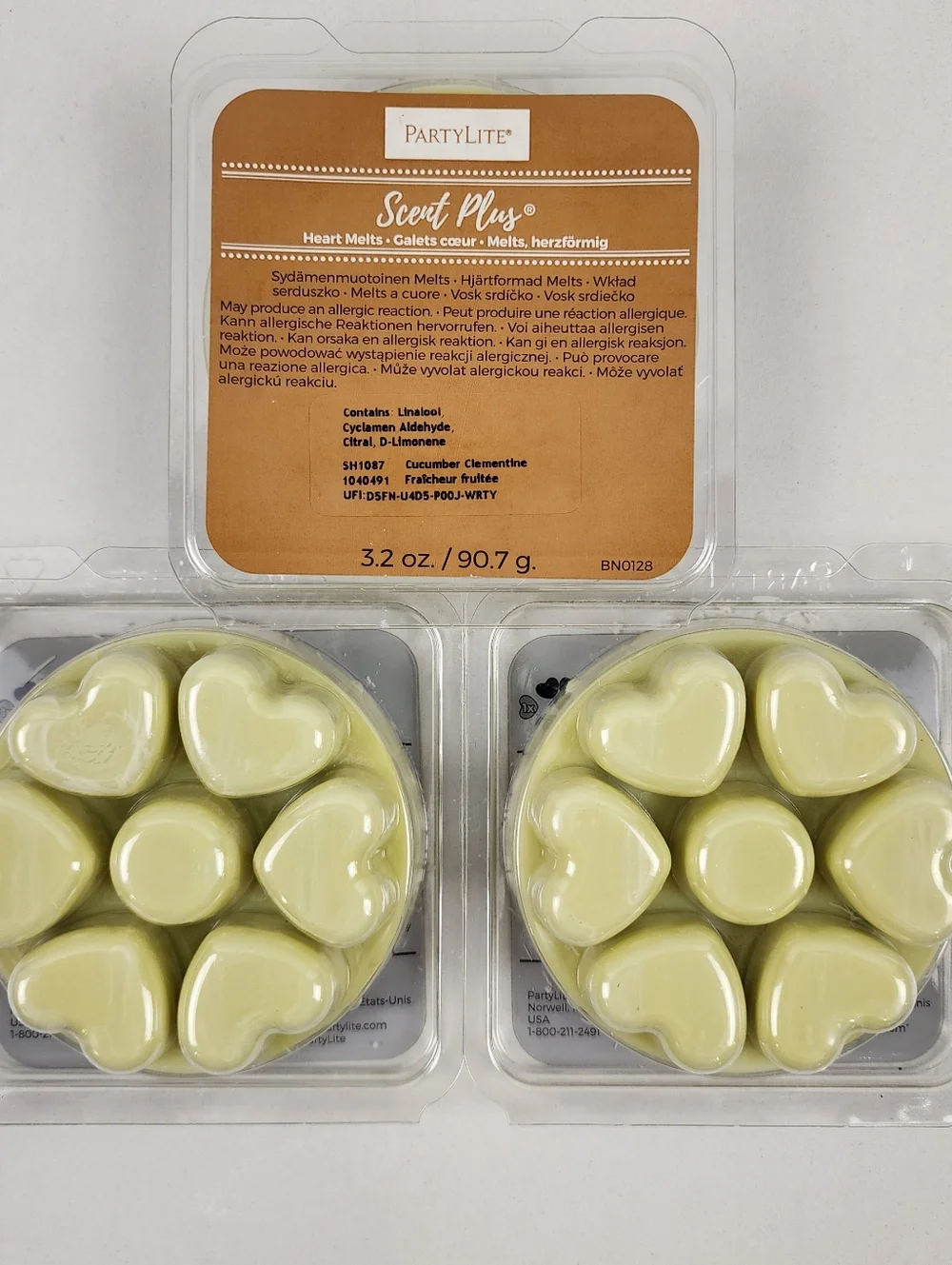 PartyLite Cucumber Clementine Scent Plus Heart Wax Melts Green (3) Pack Bundle - Picture 1 of 4